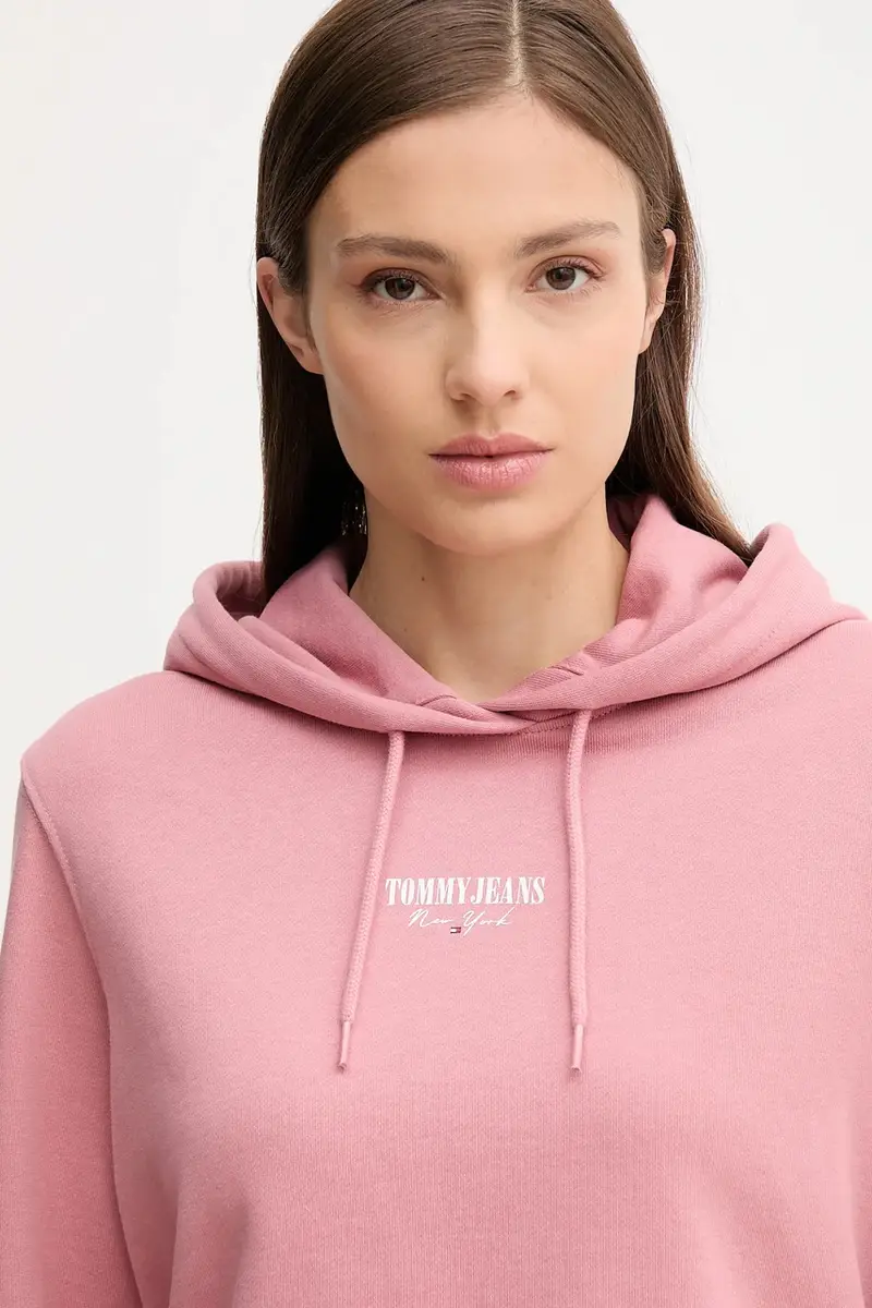 felpa in cotone donna colore rosa con cappuccio DW0DW20943 miniatura 3