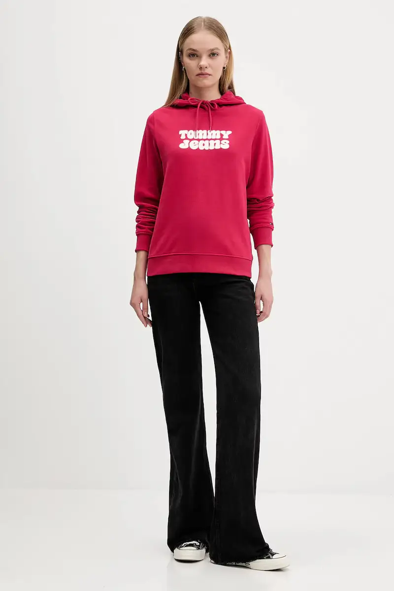 felpa in cotone donna colore rosa con cappuccio DW0DW21962 miniatura 2