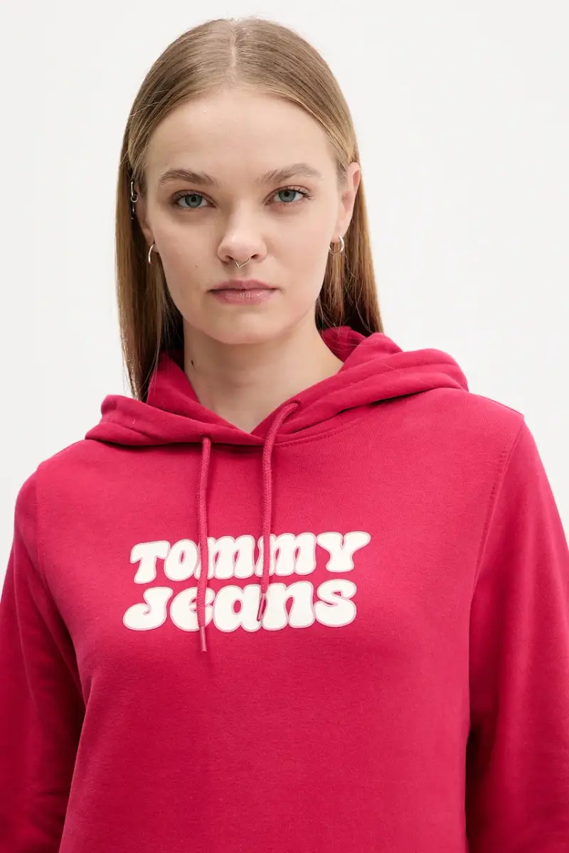 felpa in cotone donna colore rosa con cappuccio DW0DW21962 miniatura 4