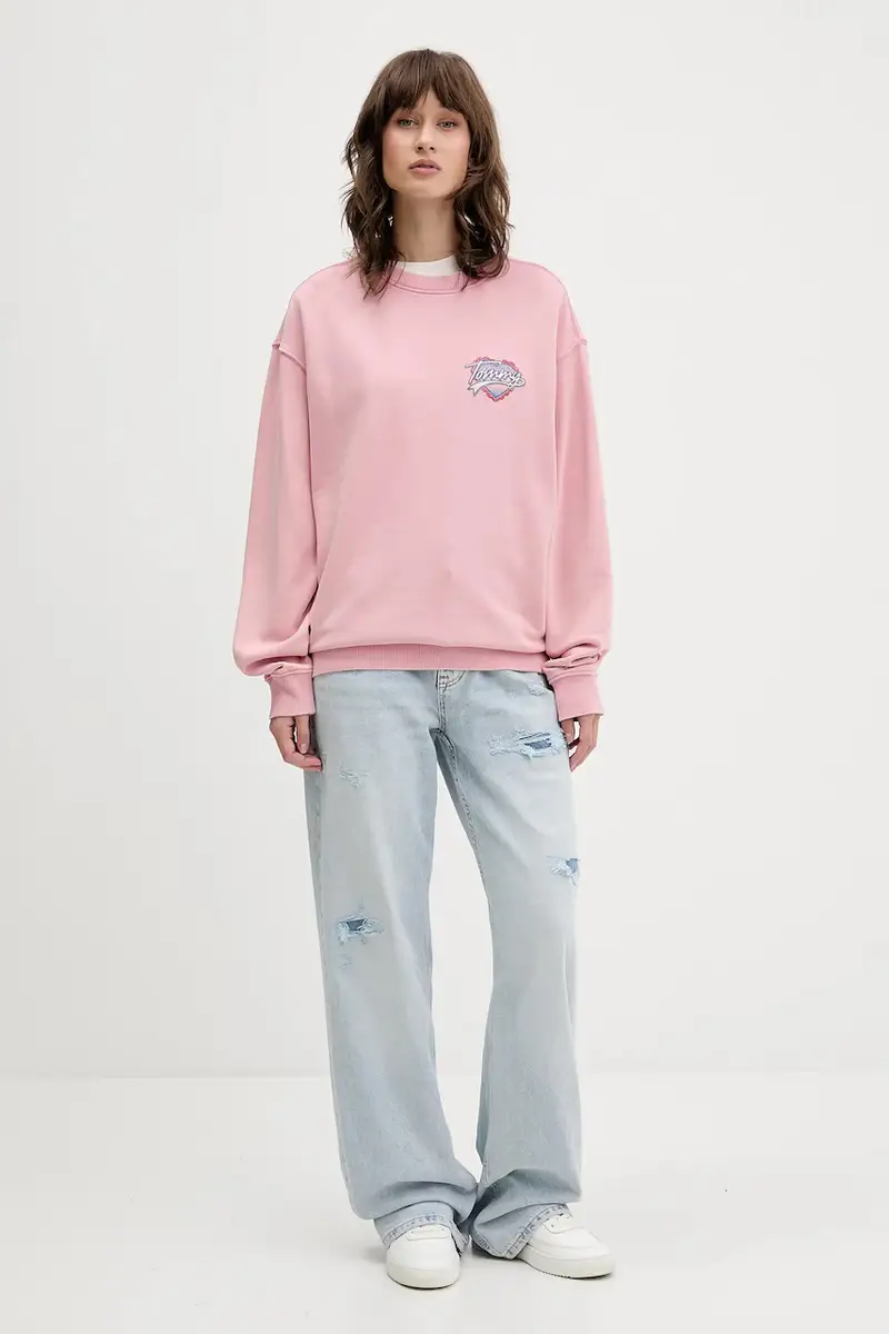 felpa in cotone donna colore rosa DW0DW21602 miniatura 2