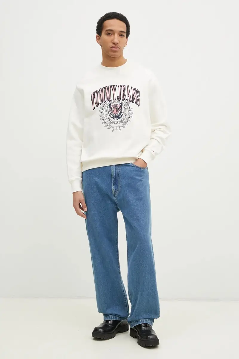 felpa in cotone uomo colore beige con applicazione DM0DM20640 miniatura 2