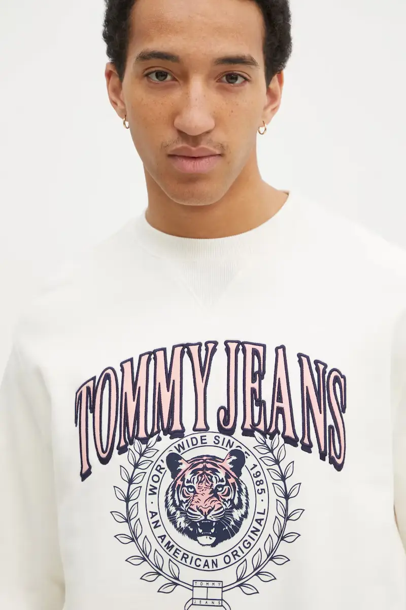 felpa in cotone uomo colore beige con applicazione DM0DM20640 miniatura 4