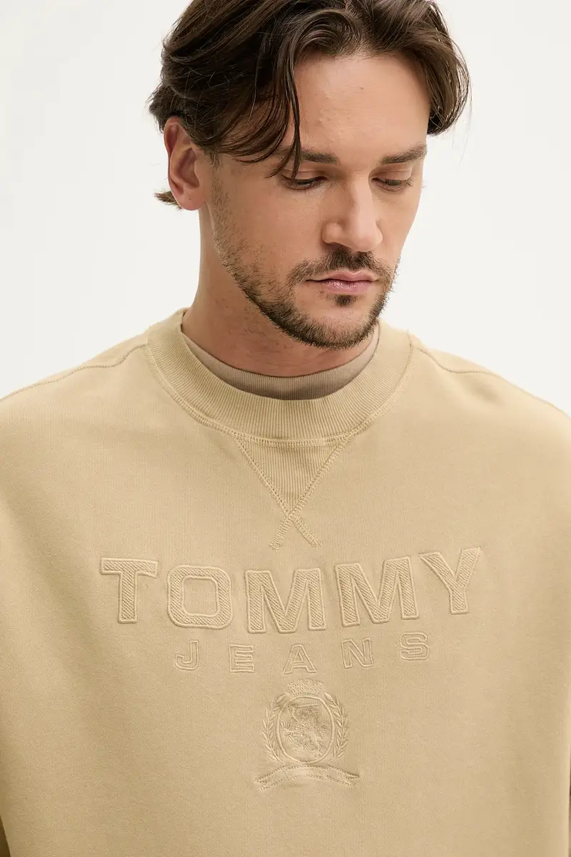 felpa in cotone uomo colore beige con applicazione DM0DM20827 miniatura 4