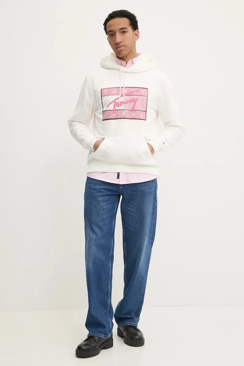 felpa in cotone uomo colore beige con cappuccio DM0DM21100 miniatura 2