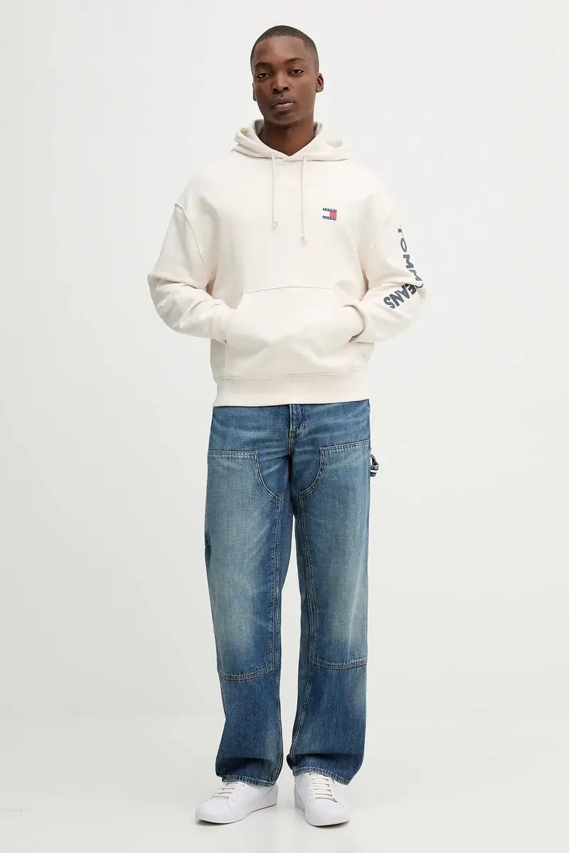 felpa in cotone uomo colore beige con cappuccio DM0DM21834 miniatura 2