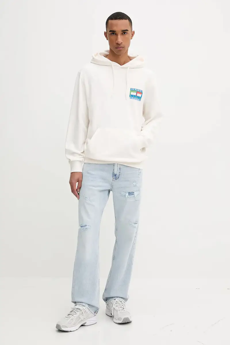 felpa in cotone uomo colore beige con cappuccio DM0DM22077 miniatura 2