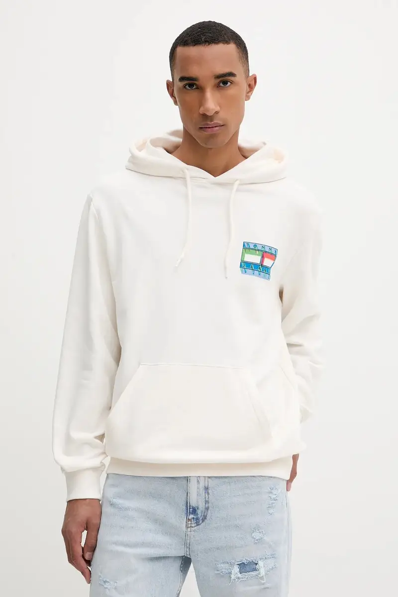 felpa in cotone uomo colore beige con cappuccio DM0DM22077 miniatura 3