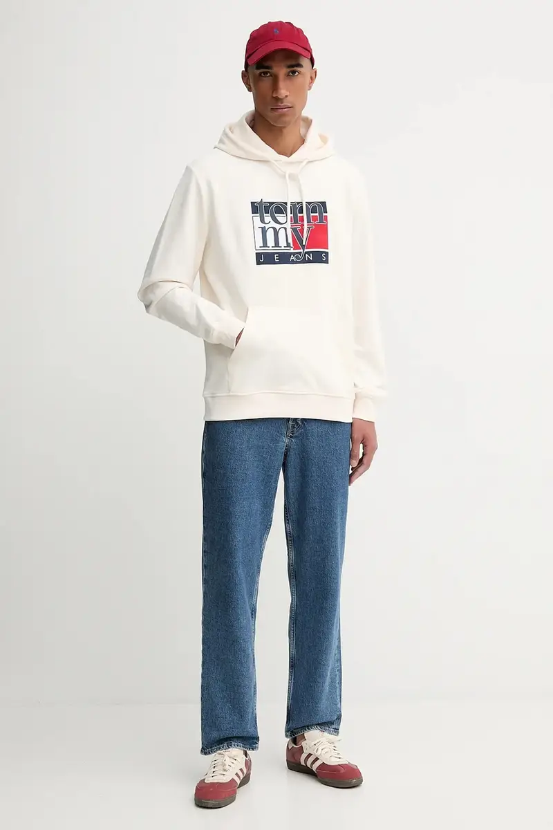 felpa in cotone uomo colore beige con cappuccio DM0DM22092 miniatura 2