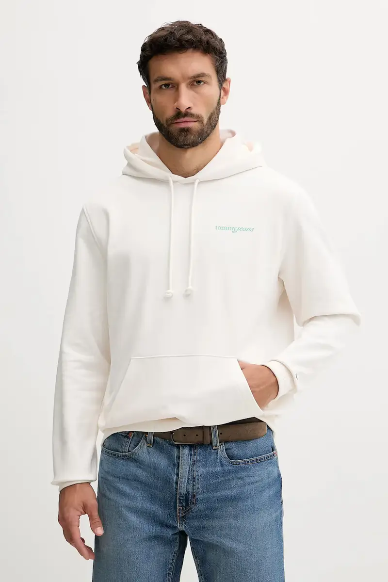 felpa in cotone uomo colore beige con cappuccio DM0DM22112 miniatura 2