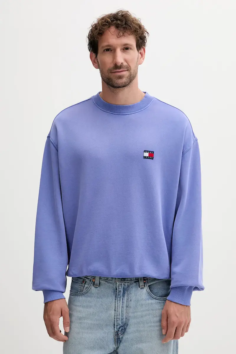 felpa in cotone uomo colore blu con applicazione DM0DM22079