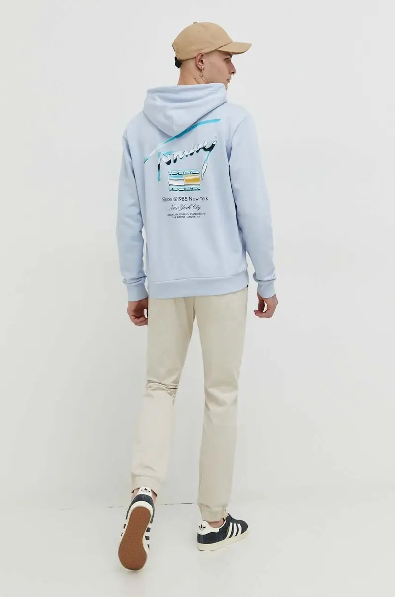 felpa in cotone uomo colore blu con cappuccio