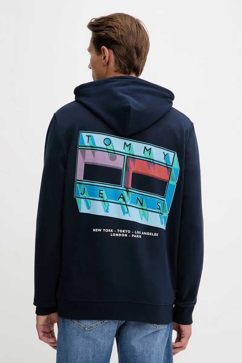 felpa in cotone uomo colore blu navy con cappuccio DM0DM22077 miniatura 3