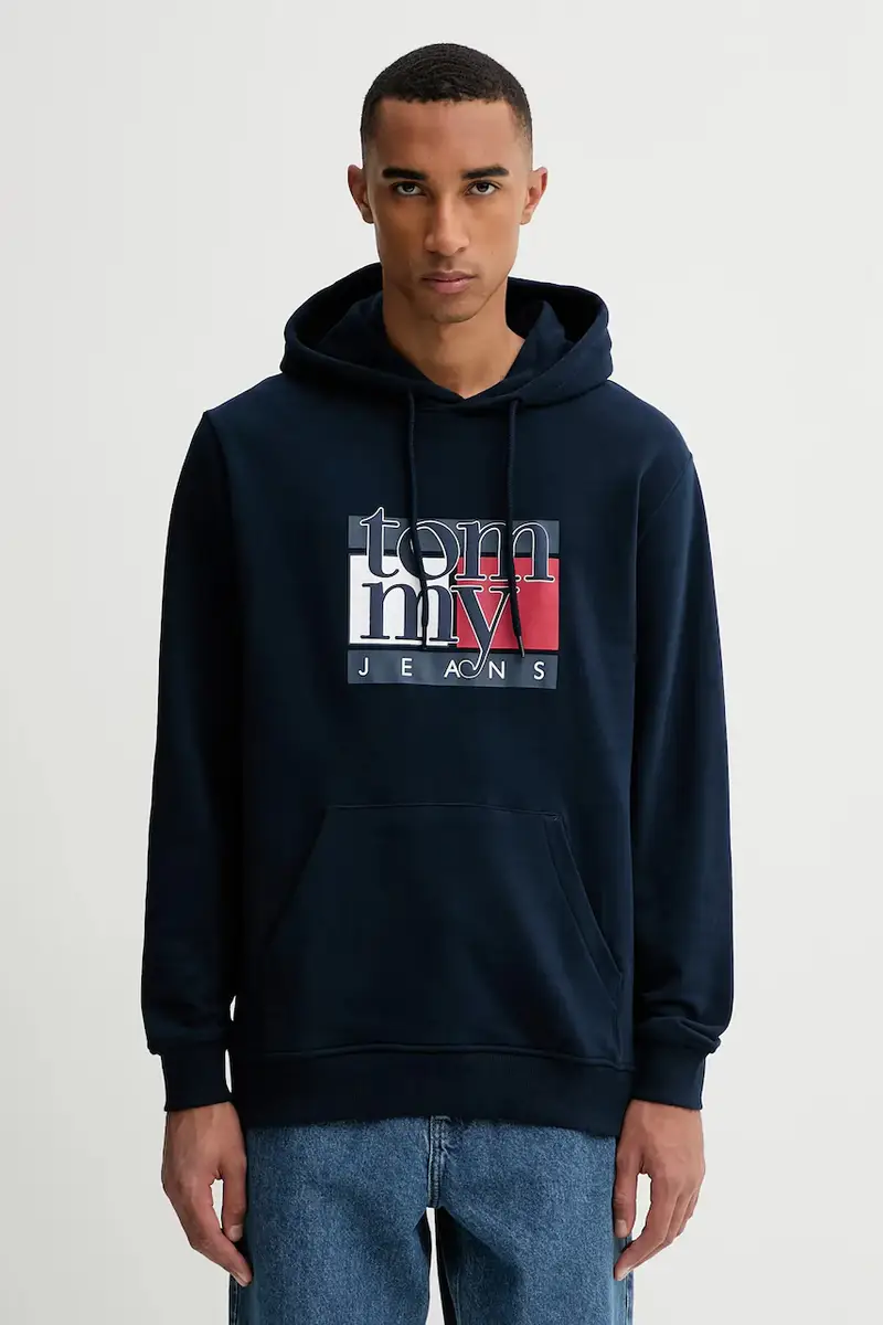 felpa in cotone uomo colore blu navy con cappuccio DM0DM22092