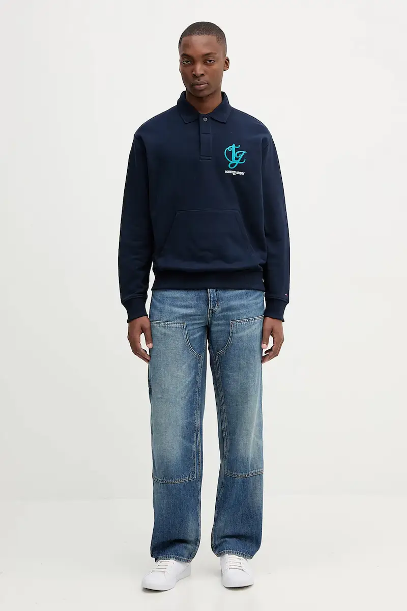 felpa in cotone uomo colore blu navy DM0DM21800 miniatura 2