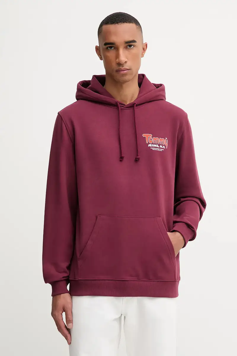 felpa in cotone uomo colore granata con cappuccio DM0DM22086