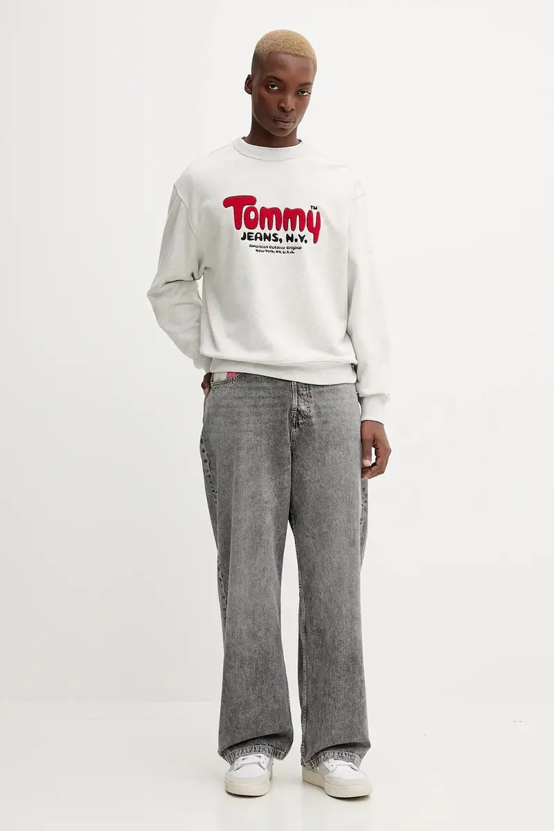 felpa in cotone uomo colore grigio con applicazione DM0DM22087 miniatura 2