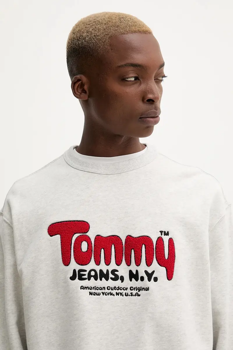 felpa in cotone uomo colore grigio con applicazione DM0DM22087 miniatura 4