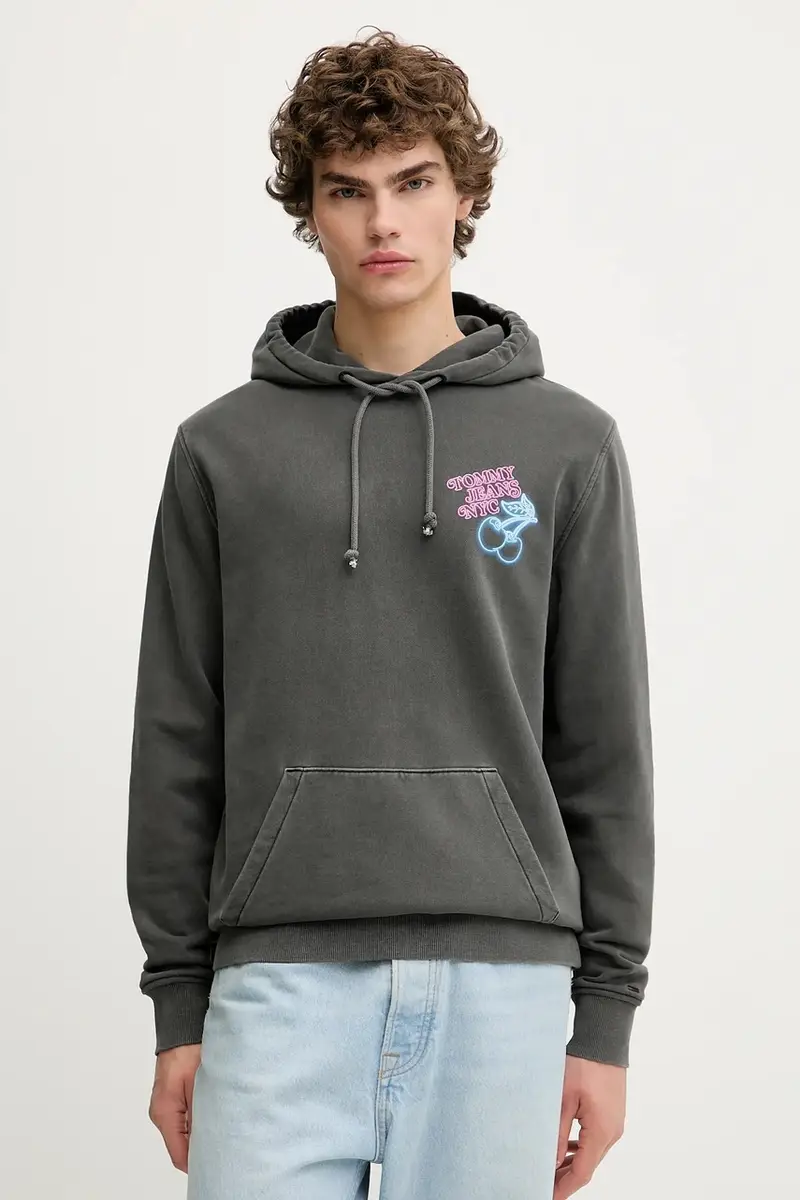 felpa in cotone uomo colore grigio con cappuccio DM0DM21798 miniatura 3