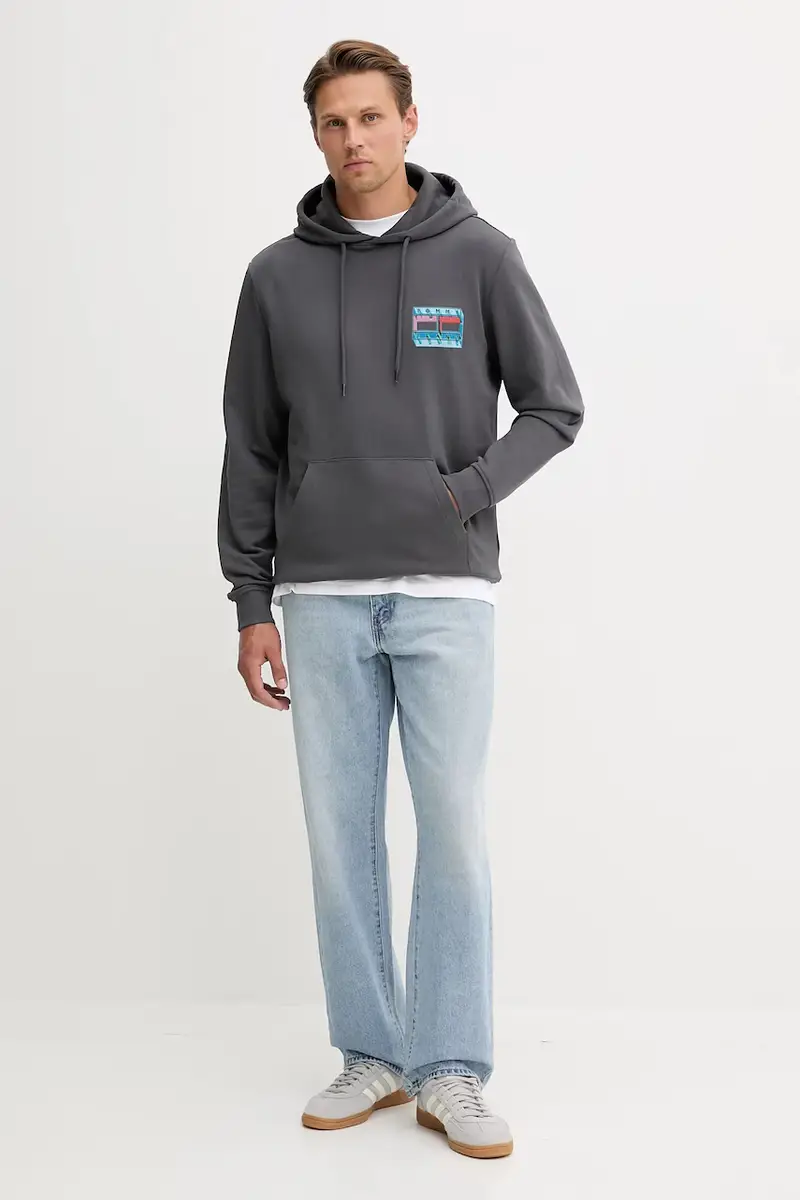 felpa in cotone uomo colore grigio con cappuccio DM0DM22077 miniatura 2