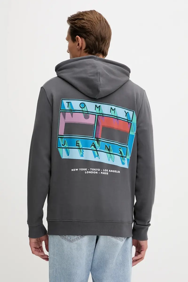 felpa in cotone uomo colore grigio con cappuccio DM0DM22077 miniatura 3