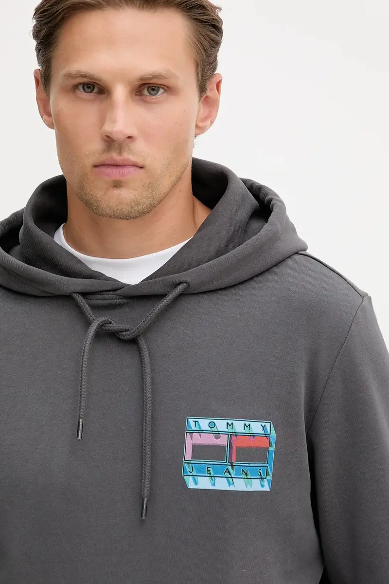 felpa in cotone uomo colore grigio con cappuccio DM0DM22077 miniatura 4