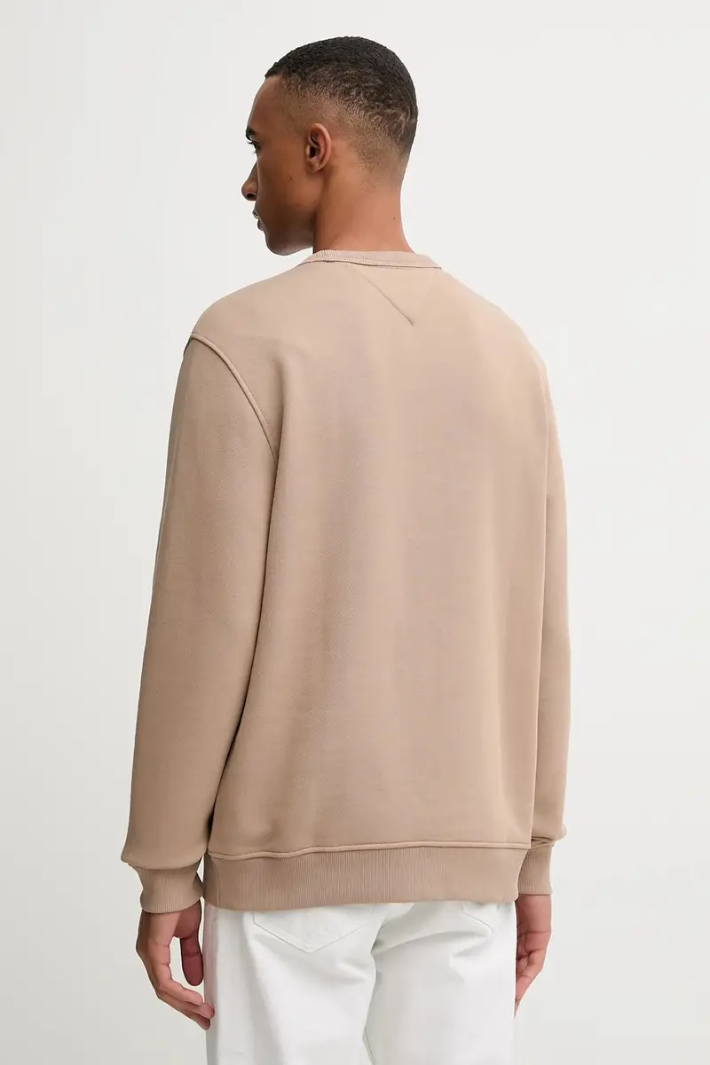 felpa in cotone uomo colore marrone con applicazione DM0DM20660 Beige miniatura 3