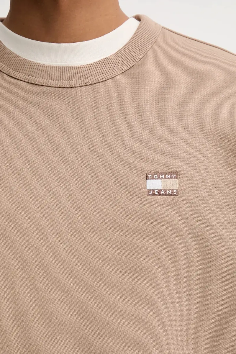 felpa in cotone uomo colore marrone con applicazione DM0DM20660 Beige miniatura 5