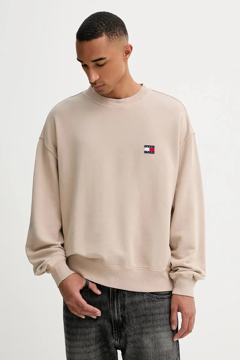 felpa in cotone uomo colore marrone con applicazione DM0DM22079 miniatura 3