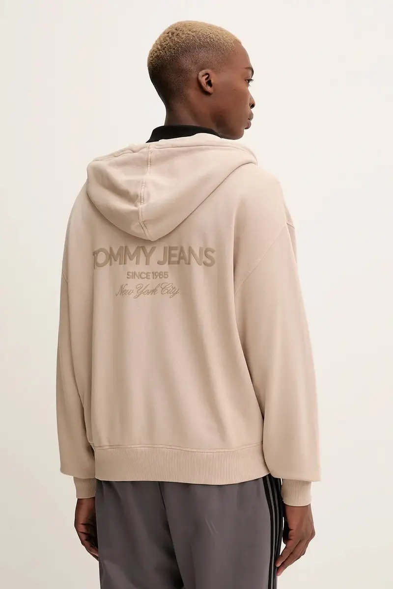 felpa in cotone uomo colore marrone con cappuccio con applicazione DM0DM22080 Beige miniatura 3