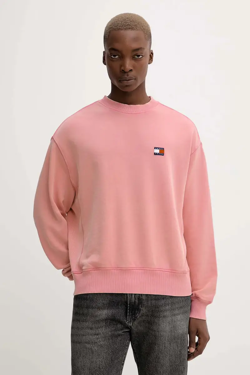 felpa in cotone uomo colore rosa con applicazione DM0DM22079