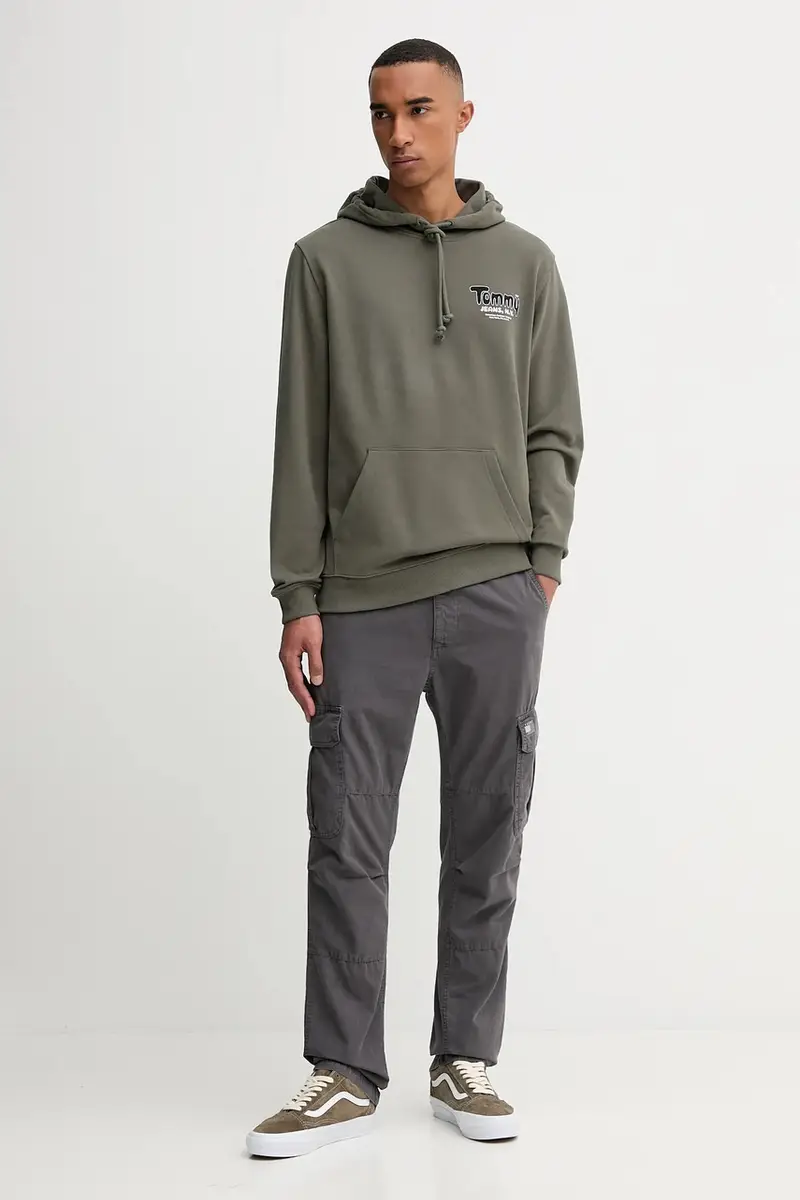 felpa in cotone uomo colore verde con cappuccio DM0DM22086 miniatura 2