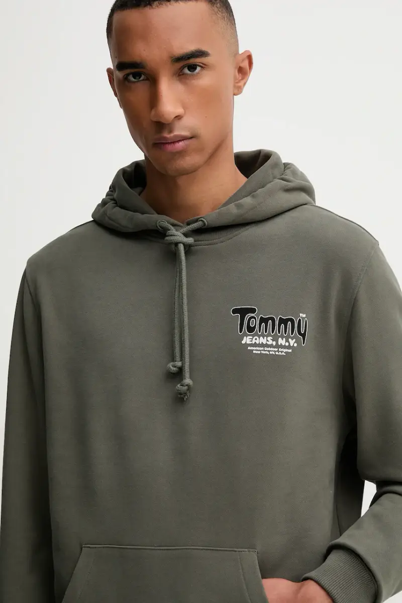 felpa in cotone uomo colore verde con cappuccio DM0DM22086 miniatura 4