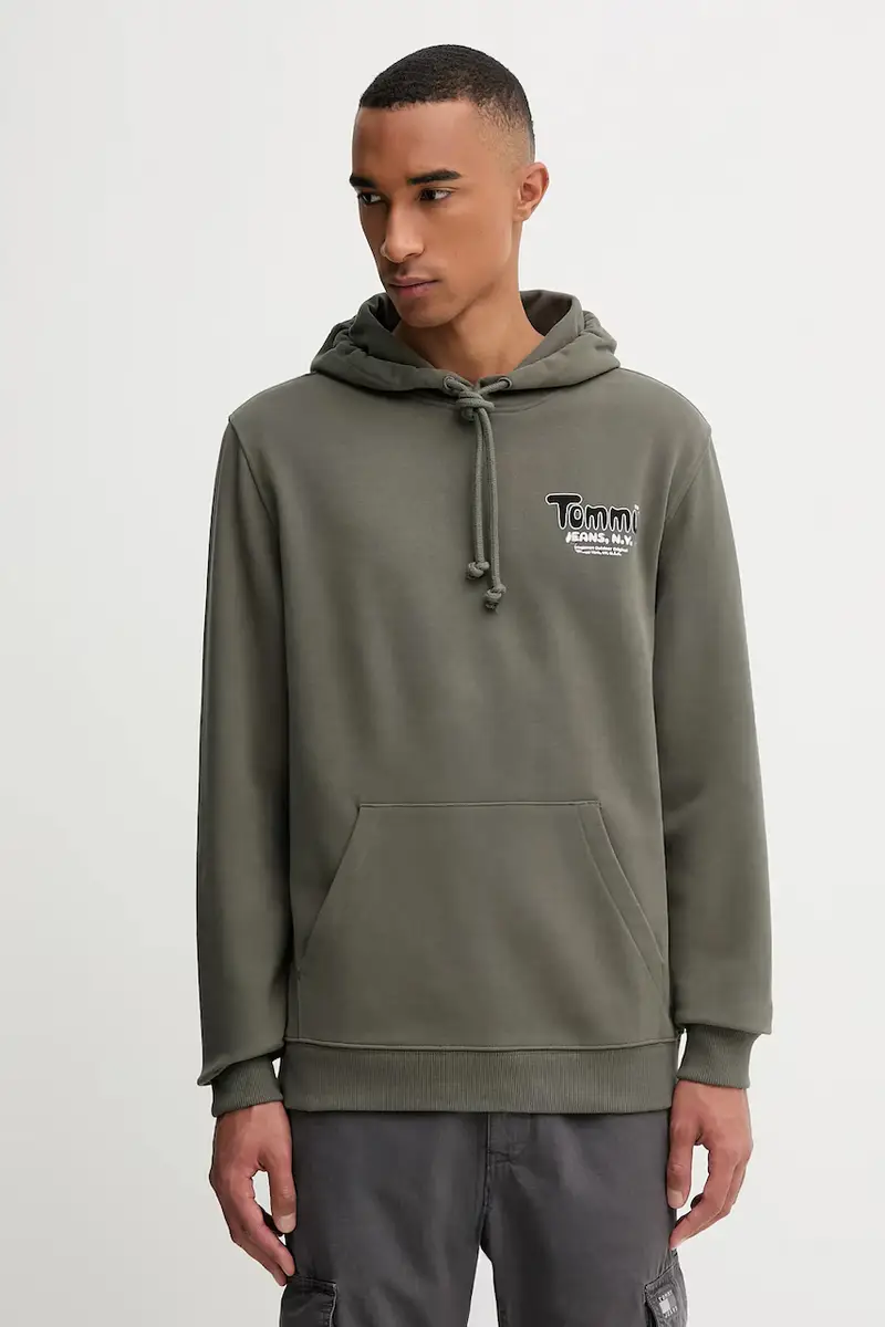 felpa in cotone uomo colore verde con cappuccio DM0DM22086