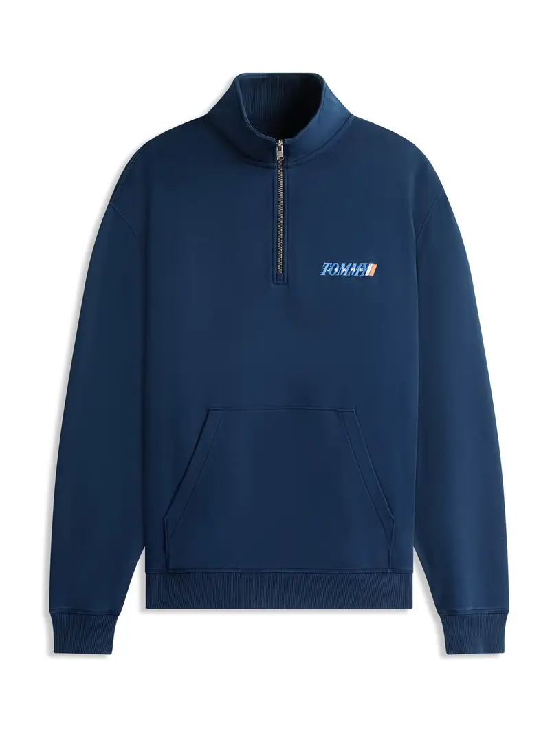 Felpa navy / azzurro / arancione chiaro / bianco