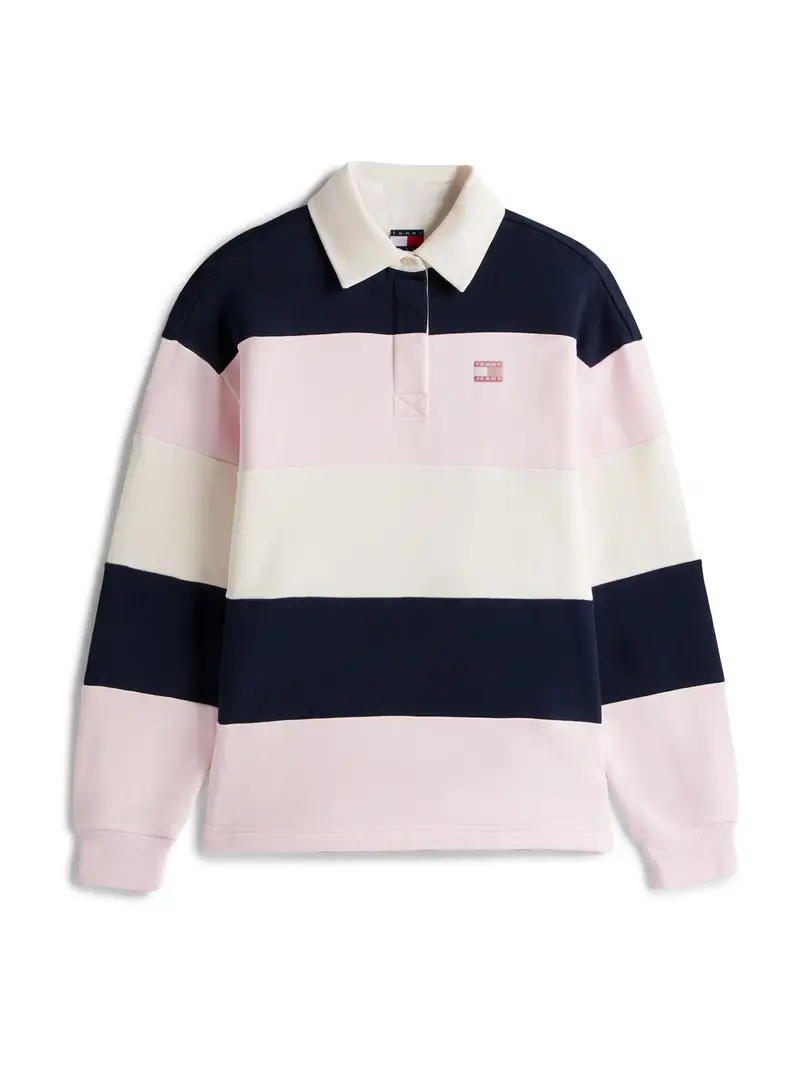 Felpa navy / rosa pastello / bianco lana