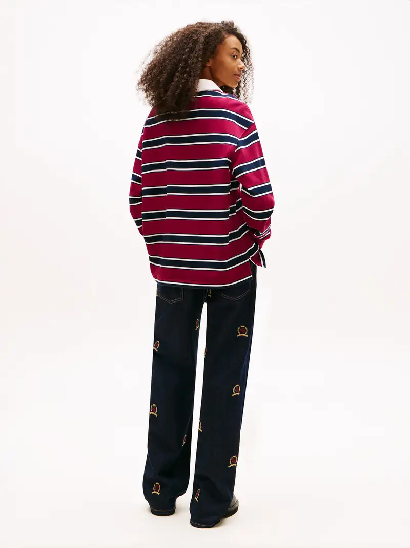 Felpa navy / rosso scuro / bianco naturale miniatura 3