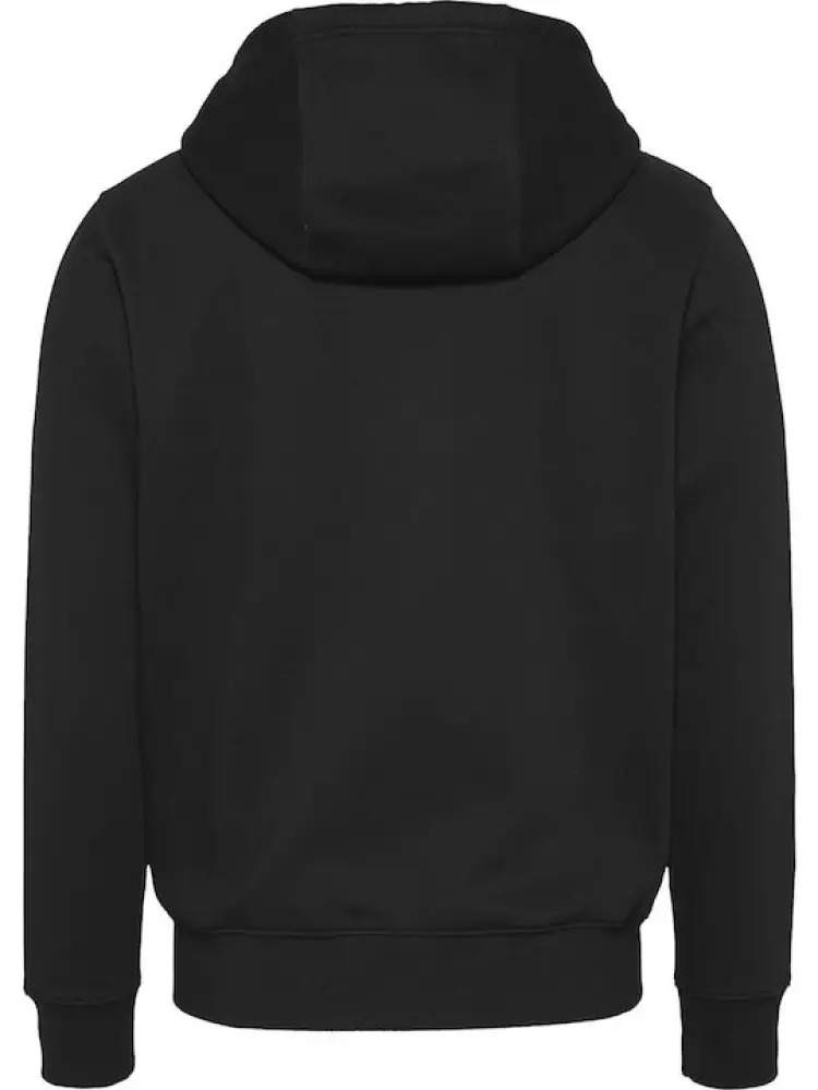 felpa nera uomo in cotone con cappuccio chiusura zip mini logo sul petto miniatura 2