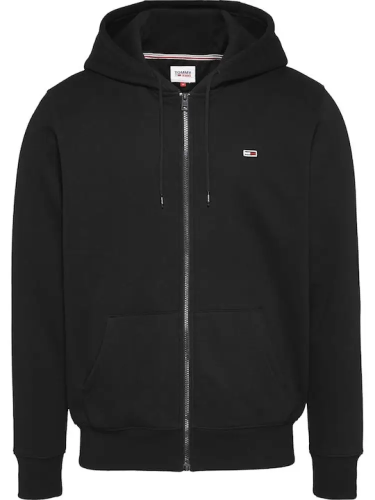 felpa nera uomo in cotone con cappuccio chiusura zip mini logo sul petto