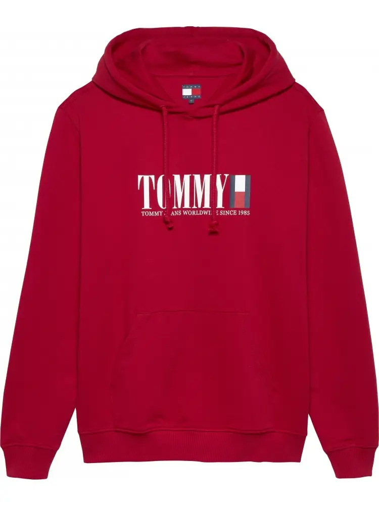 felpa rosso vino uomo in cotone con cappuccio maxi logo sul davanti