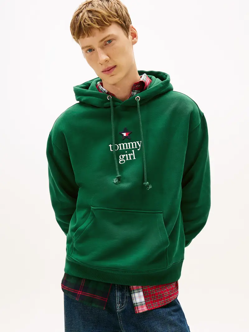 Felpa verde scuro / bianco miniatura 3