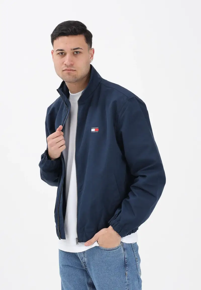 Giacca a vento blu da uomo con logo miniatura 2