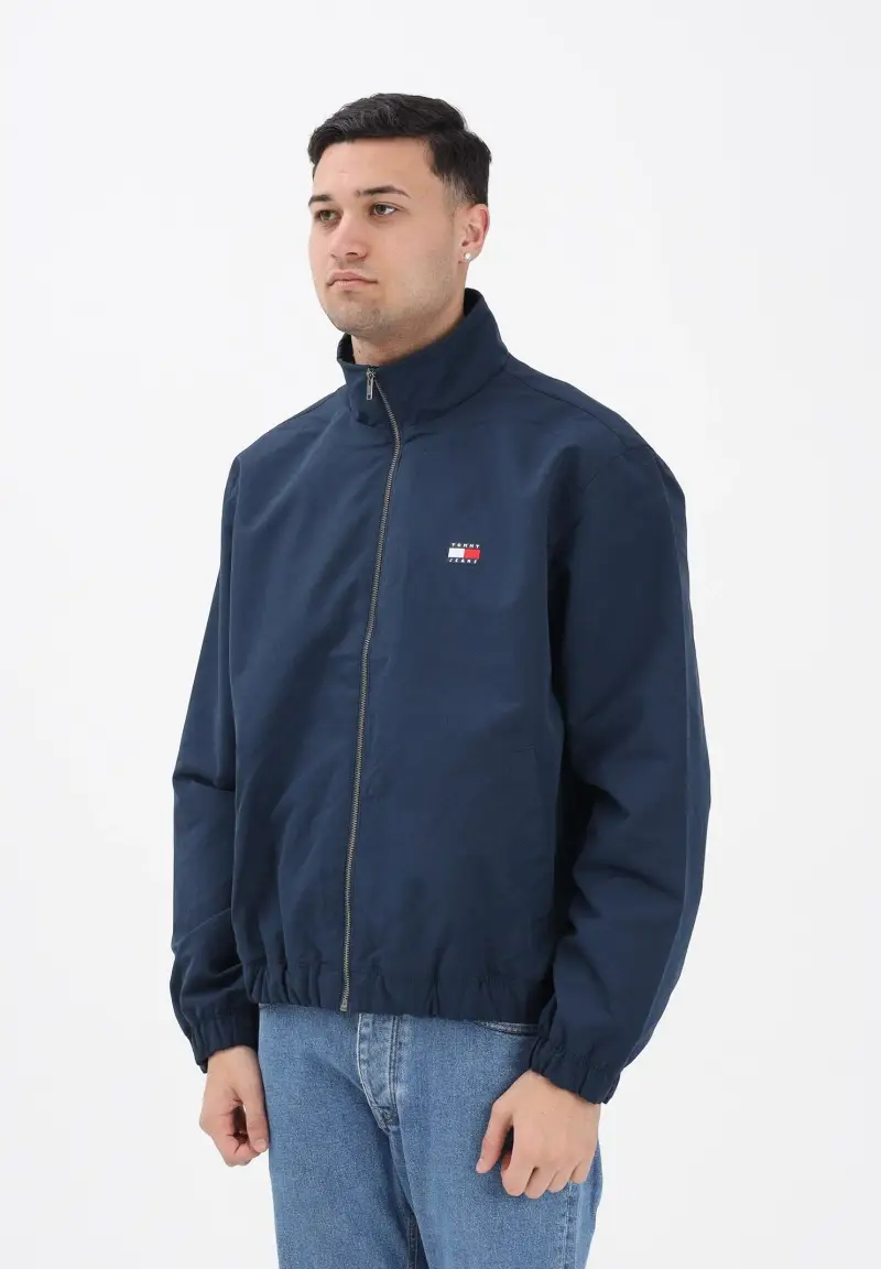 Giacca a vento blu da uomo con logo