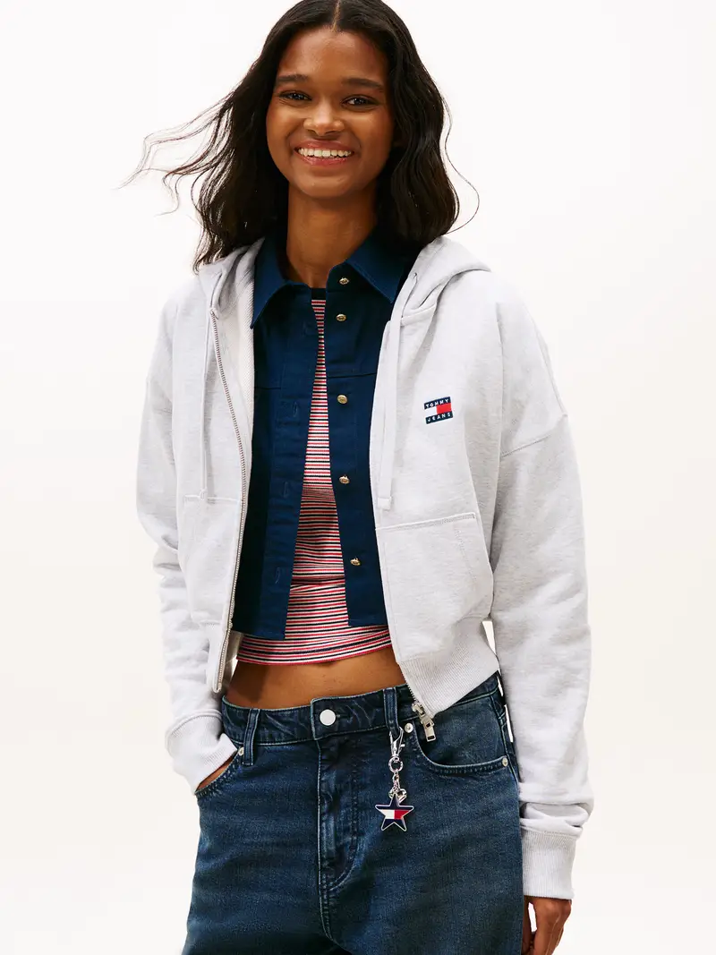 Giacca di felpa grigio chiaro miniatura 2