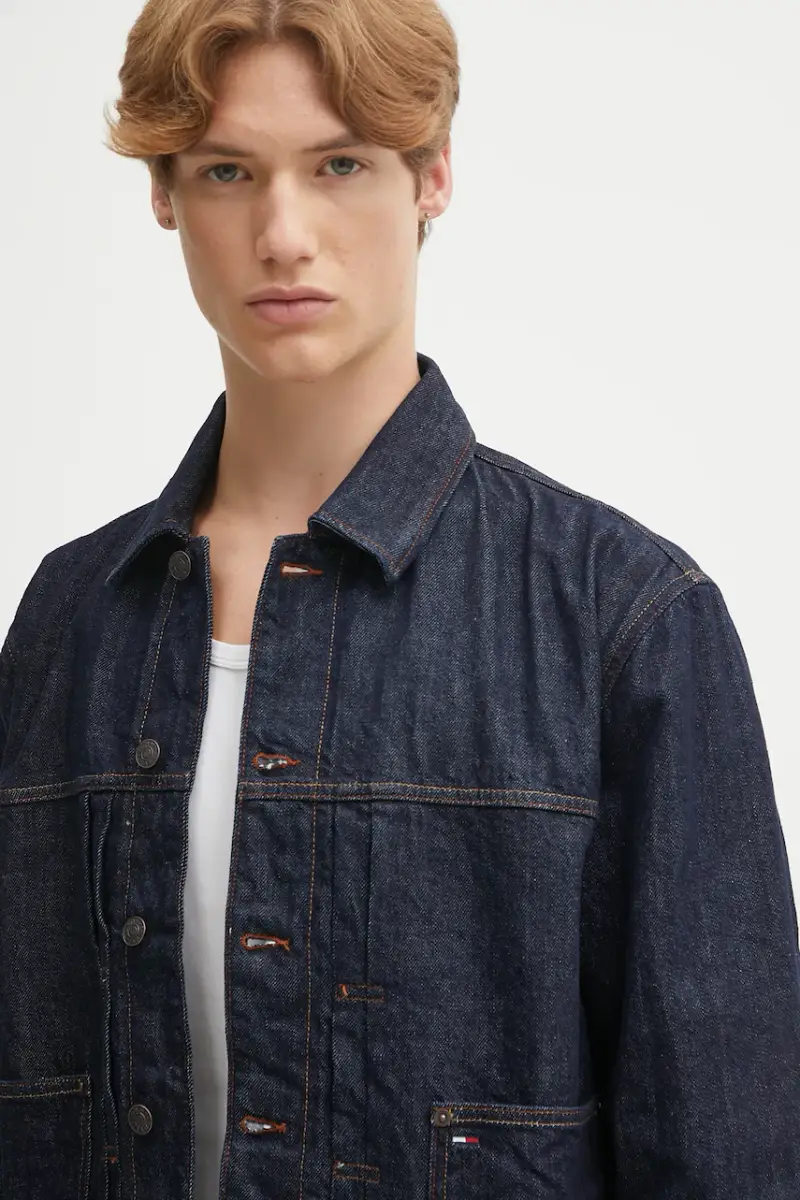 giacca di jeans colore blu navy DM0DM22141 miniatura 4