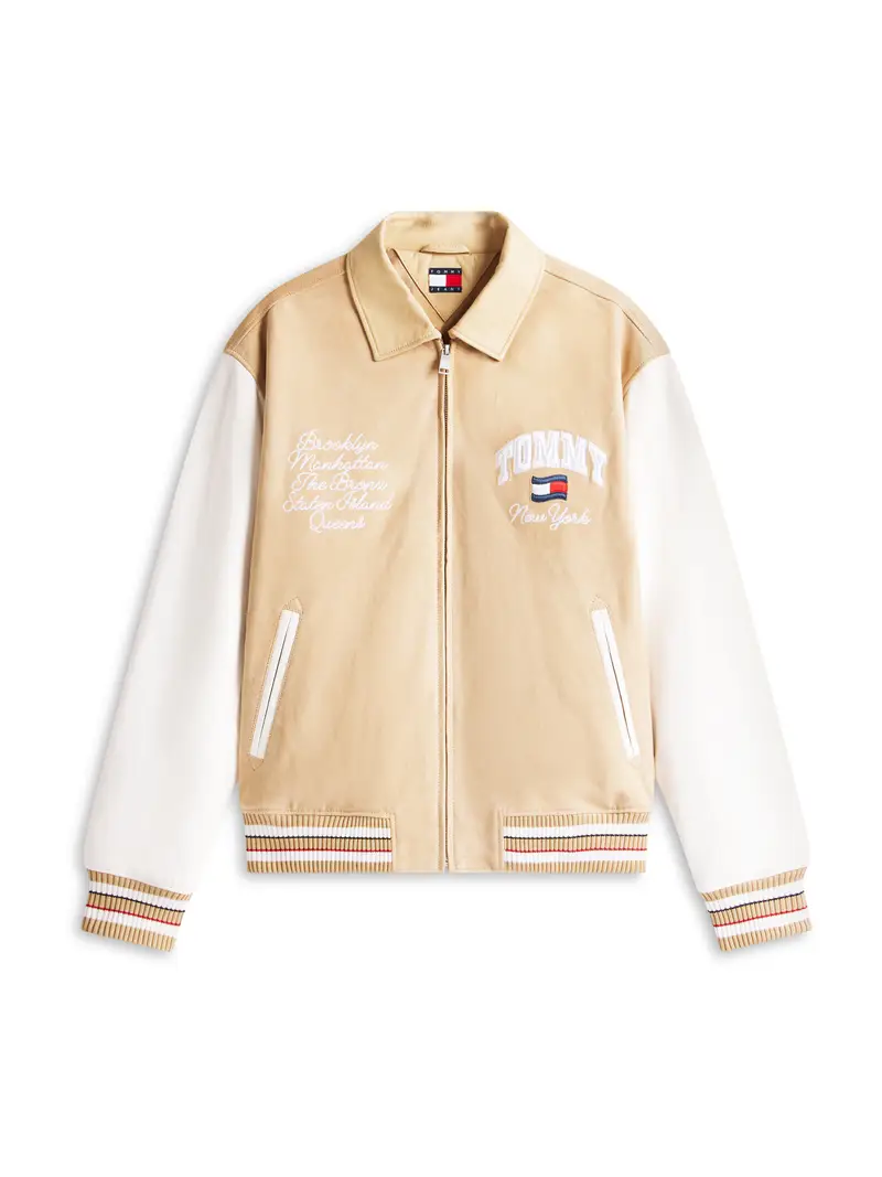 Giacca di mezza stagione camoscio / blu scuro / rosso / bianco