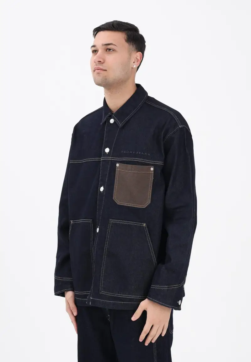 Giubbotto in denim scuro da uomo