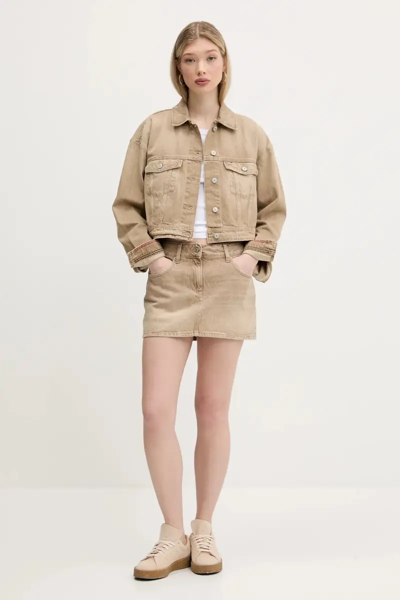 gonna di jeans colore beige DW0DW20134 miniatura 2