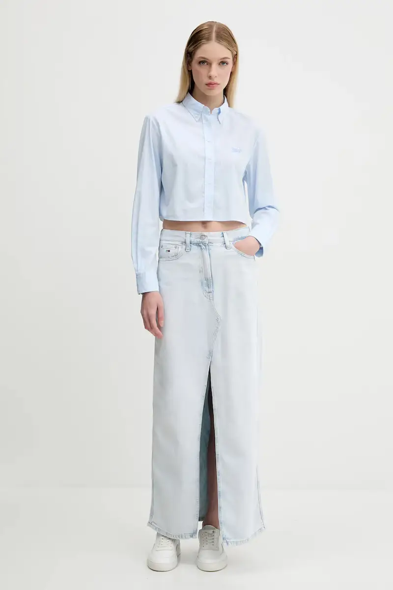 gonna di jeans colore blu DW0DW21069 miniatura 2