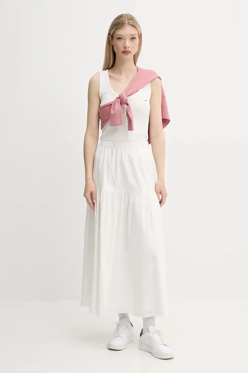 gonna in cotone colore bianco DW0DW20980 miniatura 2