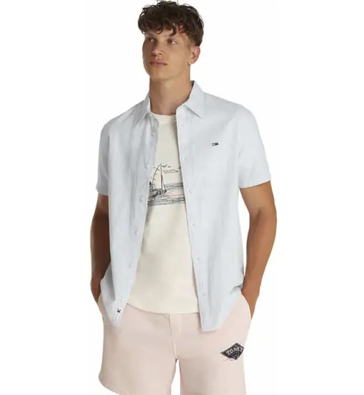 Linen Blend - camicia maniche corte - uomo Blue